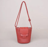 Woven Mini Bag Woven Leather Bucket Bag Leather Bucket Shoulder Bag Womens 