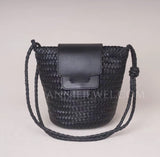 Woven Mini Bag Woven Leather Bucket Bag Leather Bucket Shoulder Bag Womens 