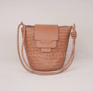 Woven Mini Bag Woven Leather Bucket Bag Leather Bucket Shoulder Bag Womens 