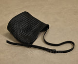Black Woven Leather Bag Woven Leather Bucket Bag Leather Bucket Shoulder Bag Womens