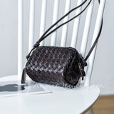 Genuine Leather Woven Crossbody Bag black Woven Leather Camera Bag Womens