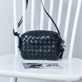 Braided Leather Crossbody Bag black Woven Leather Crossbody Camera Bag Womens