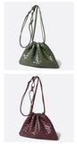 Women's Small Bucket Bag Crossbody Woven Small Leather Drawstring Bucket Bag 