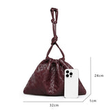 Women's Small Bucket Bag Crossbody Woven Small Leather Drawstring Bucket Bag 