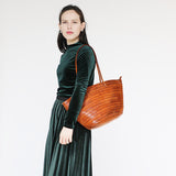 Genuine Leather Tote Bags For Women Full Grain Leather Tote Brown Tote Purse 