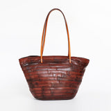 Woven Tote Bag Leather Patchwork Cowhide Tote Bag Zip Top Leather Tote Womens 