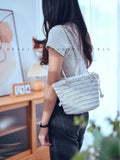 Small Genuine Leather Bucket Tot Bag Cem Leather white bucket bag