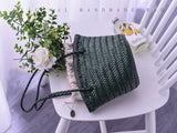 Small Genuine Leather Bucket Tot Bag Cem Leather green tote