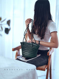 Small Genuine Leather Bucket Tot Bag Cem Leather green bucket bag