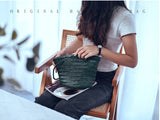 Small Genuine Leather Bucket Tot Bag Cem Leather green tote