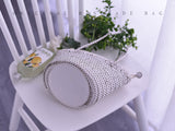 Small white Leather Bucket Tote Bag Woven Tote Bag Leather Womens