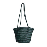 Small Genuine Leather Bucket Tote Bag Woven Tote Bag Leather Womens