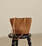 Small brown Leather Woven Tote Bag Woven Leather Tote Bags Womens 