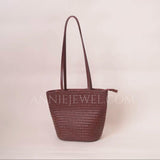 Small brown Leather Woven Tote Bag Woven Leather Tote Bags Womens 