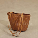 Small brown Leather Woven Tote Bag Woven Leather Tote Bags Womens 