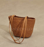 Small Woven Bucket Bag Woven Tote Bag Leather Small Woven Tote Bags For Women 