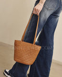 Small brown Leather Woven Tote Bag Woven Leather Tote Bags Womens 