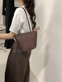 Small brown Leather Woven Tote Bag Woven Leather Tote Bags Womens 