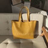 Yellow Leather Tote Bag Genuine Leather Laptop Bags Womens