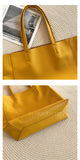 yellow Genuine Leather Shopper Tote Soft Real Leather Tote Bag Womens