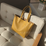 Yellow Leather Tote Bag Genuine Leather Laptop Bags Womens