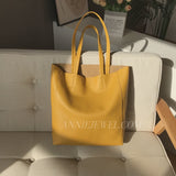 Yellow Leather Tote Bag Genuine Leather Laptop Bags Womens
