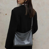 Genuine Leather Hobo Crossbody Grey Leather Hobo Bag Zip Hobo Bag Womens 