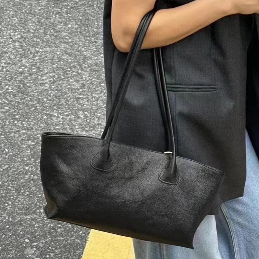 Niche Design Real Leather Tote Bag Medium Zip Top Leather Tote Bag