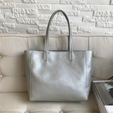 Genuine Leather Tote Bag silver Soft Leather Ladies Purse Leather Work Laptop Bag 