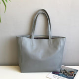 Genuine Leather Tote Bag grey Soft Leather Ladies Purse Leather Work Laptop Bag 