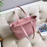 Genuine Leather Tote Bag Pink Soft Leather Ladies Purse Leather Work Laptop Bag 