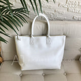 white Leather Work Laptop Bag Zip Top Leather Tote Bags Cowhide Tote Womens