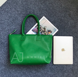 women's leather tote bag green real leather tote with zipper leather laptop tote bag 