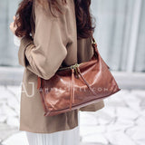 Zipper Medium Hobo Bag brown hobo bag leather hobo shoulder bag