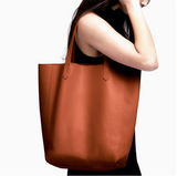 Women's Brown Leather Tote Bag Tall Leather Tote Bag Cowhide Tote 