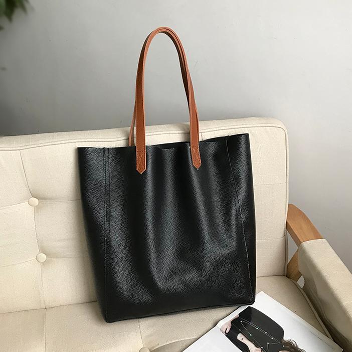 Women's Brown Leather Tote Bag Tall Leather Tote Bag Cowhide Tote