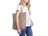 Women's Brown Leather Tote Bag Tall Leather Tote Bag Cowhide Tote 