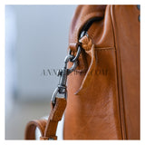 close-up of small genuine leather satchel crossbody bag leather handbag womens