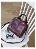  genuine leather top handle crossbody bag womens burgundy leather satchel with shoulder strap