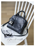 black small genuine leather satchel crossbody bag leather handbag womens