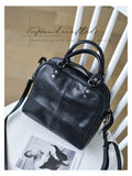 black leather doctor style handbag cowhide leather satchel top handle crossbody bag 