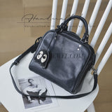 Black Leather Doctor Bag Style Satchel Leather Satchel Crossbody Bag Womens