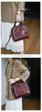 burgundy genuine leather satchel bag women leather handbag with top handle