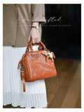 Genuine leather doctor style handbag women leather satchel purse with handle