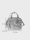 close-up of small genuine leather satchel crossbody bag leather handbag womens