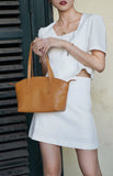 Womens Genuine Leather Tote Purse Zip Top Leather Tote Tan Leather Tote