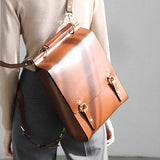 Women's Leather Structured Satchel Backpack Purse - AnnieJewel