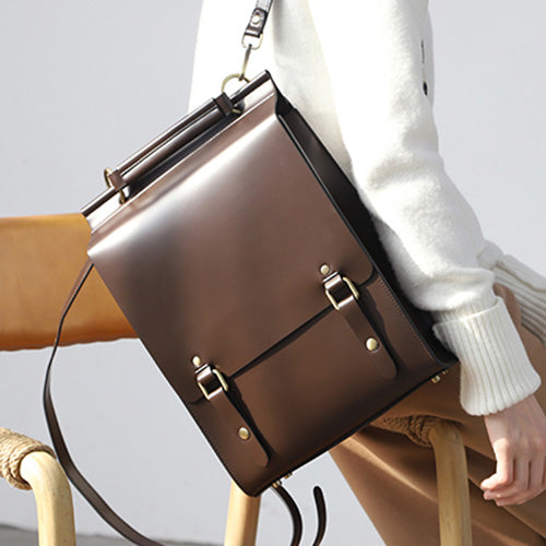 Ladies Leather Satchel Laptop Backpack Bag