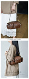 Genuine Leather Multi Pocket Crossbody Bag Women's Brown Leather Utility Bag