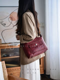 Womens burgundy Leather Satchel Bag Black Crossbody Satchel 